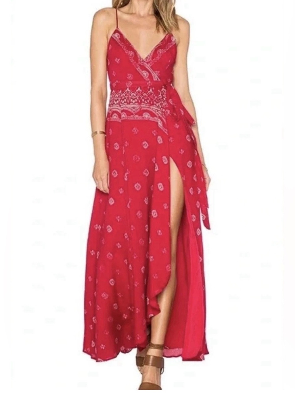 The Jetset Diaries Red Wrap Maxi Dress Size Medium